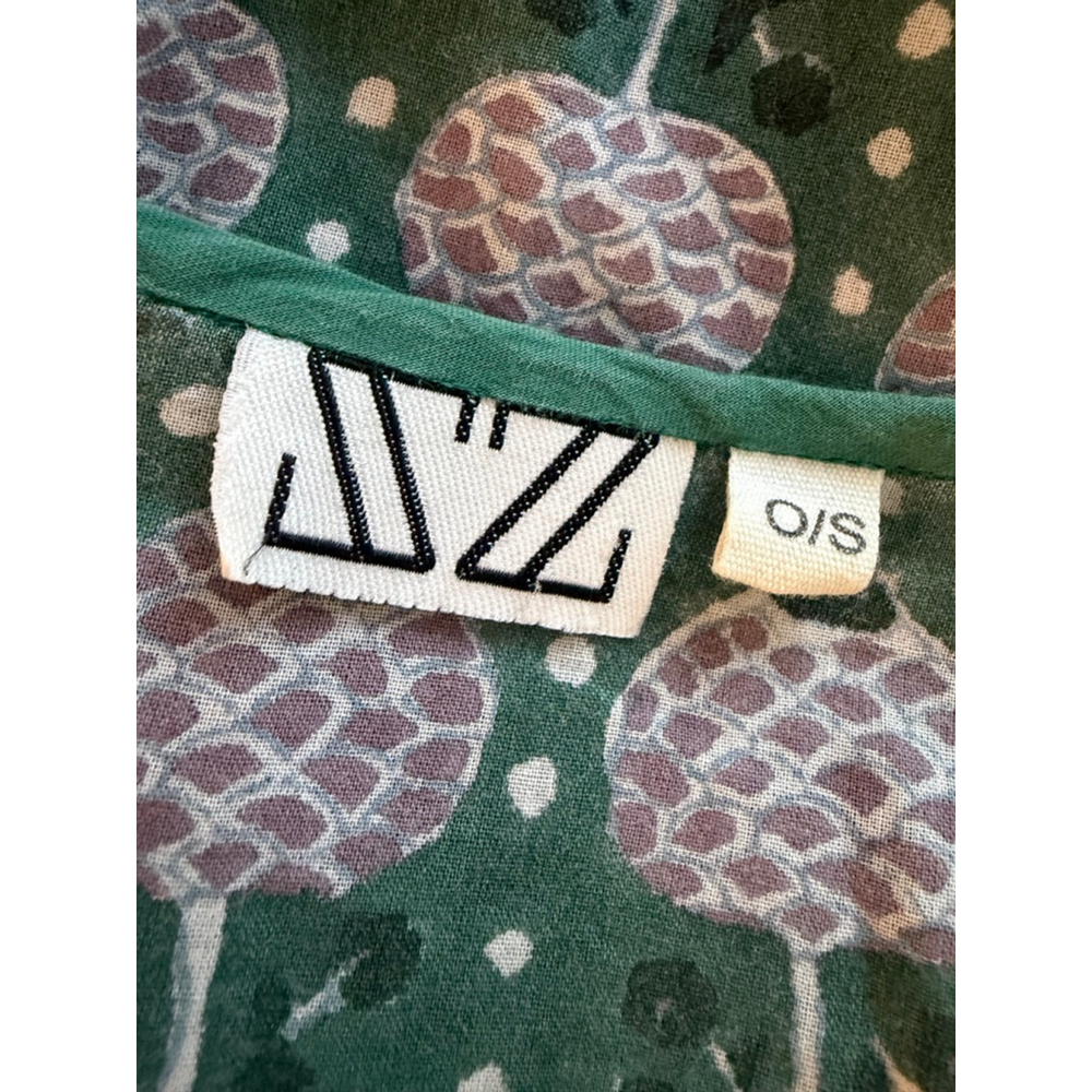 SZ Blockprints Green Cotton Tassel Tie Tunic Dress One Size - Picture 5 of 9